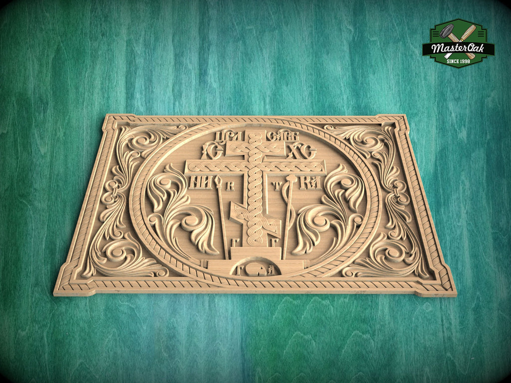 Carved Wooden Cross Panel, Religious Wall Art, Wooden Panel, 1pc, Unpainted, Furniture Carving, Architectural Woodwork