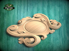 Load image into Gallery viewer, Elegant Carved Onlay, Central Wooden Cartouche for Luxury Decor, 1 pc, Unpainted, Home Wall Embellishments, wooden trims
