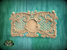 Load image into Gallery viewer, Carved Wooden Lattice Panel, Classical Design Element, Carved Wood Onlay, 1pc, Unpainted, Furniture Carving, Wood Onlay
