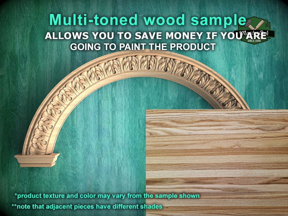 Floral Elegance Carved Arch, 1pc, Unpainted, Home Wall Embellishments, Furniture Carving, Wood Onlay