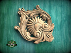 Sunburst Central Wooden Onlay with Elegant Scrollwork, 1 pc, Unpainted, Home Wall Embellishments, wooden trims