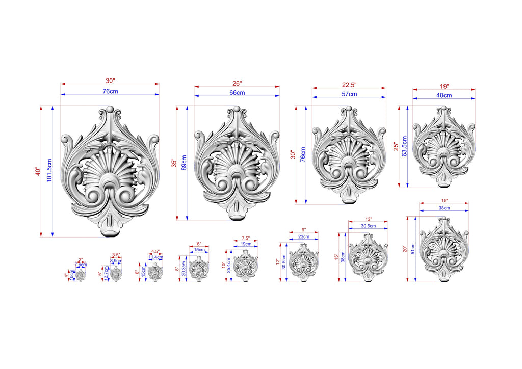 Sunburst Central Wooden Onlay with Elegant Scrollwork, 1 pc, Unpainted, Home Wall Embellishments, wooden trims