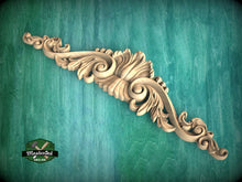 Load image into Gallery viewer, Traditional Acanthus Sweep Wooden Decorative Onlay, Wooden Carved Horizontal Furniture Applique Onlay, 1pc, Unfinished, Furniture Carving
