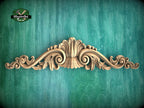 Traditional Acanthus Sweep Wooden Decorative Onlay, Wooden Carved Horizontal Furniture Applique Onlay, 1pc, Unfinished, Furniture Carving