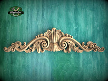 Load image into Gallery viewer, Traditional Acanthus Sweep Wooden Decorative Onlay, Wooden Carved Horizontal Furniture Applique Onlay, 1pc, Unfinished, Furniture Carving
