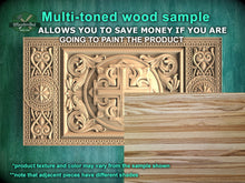 Load image into Gallery viewer, Sacred Cross Carved Wooden Church Panel, Ecclesiastical Motif Artisan Wood Carving, Carved Wood Onlay, 1pc, Unpainted, Furniture Carving
