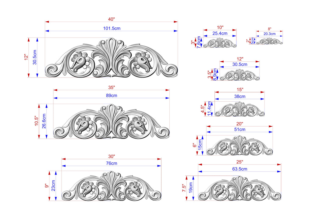 Floral Wood Carving Onlay - Ornate Scrollwork Accent Piece, 1pc, Unpainted, Home Wall Embellishments, Furniture Carving