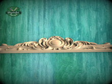 Load image into Gallery viewer, Personalized Horizontal Wood Applique With Floral Motif, 1 pc, Unpainted, carved decoration of wood, wooden onlay
