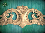 Regal Acanthus Wood Onlay, Classical Leaf Carved Overlay, Furniture Carving, Wood Onlay, 1pc, Unpainted