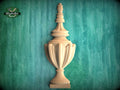 Elegant Carved Wood Finial Onlay, Vertical Urn Motif Wood Applique, Furniture Carving, Wood Onlay, 1pc, Unpainted