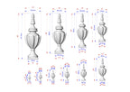Elegant Carved Wood Finial Onlay, Vertical Urn Motif Wood Applique, Furniture Carving, Wood Onlay, 1pc, Unpainted