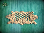 Exclusive Handcrafted Lattice Panel, Carved Wood Onlay, 1pc, Unpainted, Furniture Carving, Wood Onlay