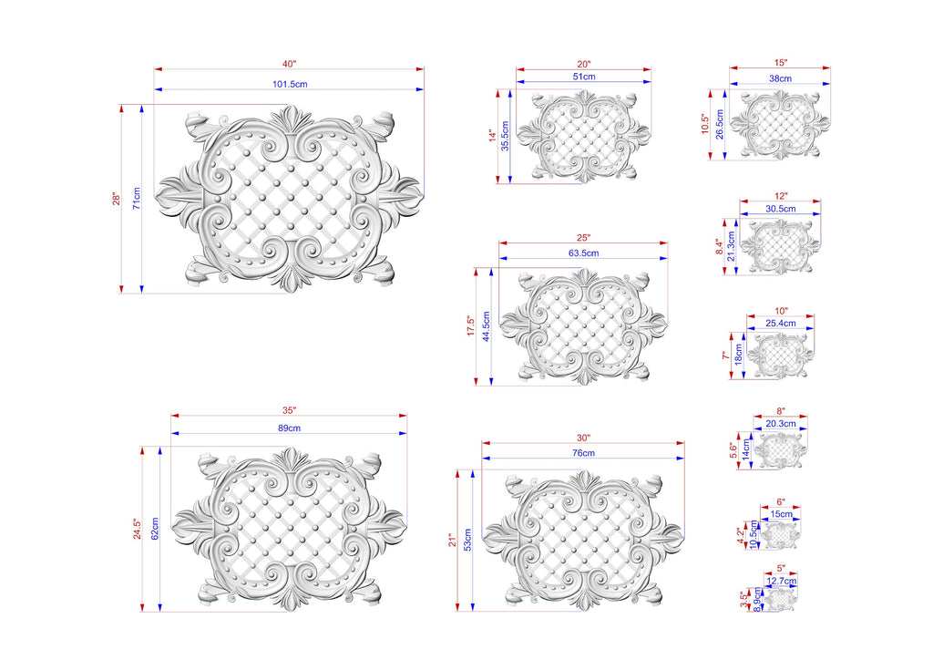 Exclusive Handcrafted Lattice Panel, Carved Wood Onlay, 1pc, Unpainted, Furniture Carving, Wood Onlay
