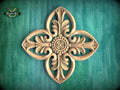 Central Rose Carved Wood Applique, Floral Wood Onlay with Rose Center, 1pc, Home Wall Embellishments, Furniture Carving, Unpainted