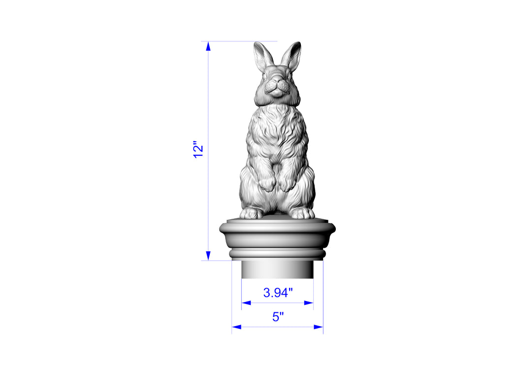 Custom Order Rabbit finial with a round base